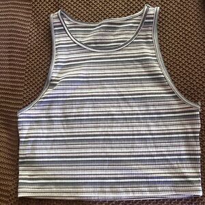 American Eagle Outfitters Striped Crop Top - Gray and White